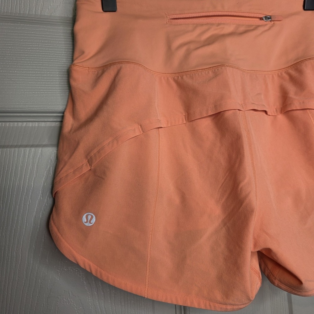 Lululemon Speed Up High-Rise Lined Short 4"Sunny Coral Sz 4 W7BJ8T Orange - Picture 5 of 8